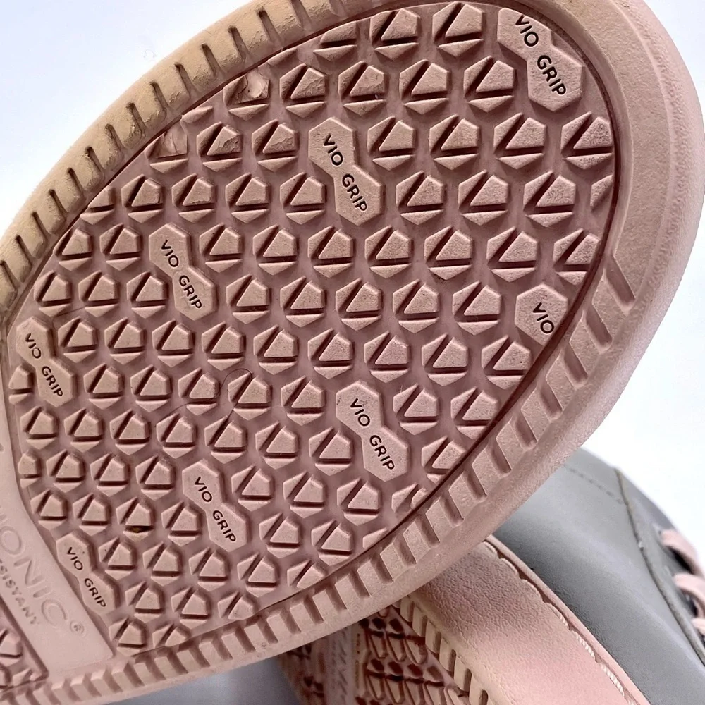 Vionic Mable Leather‎ Lace Up Sneakers Grey Pink sz 9
